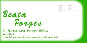 beata porges business card